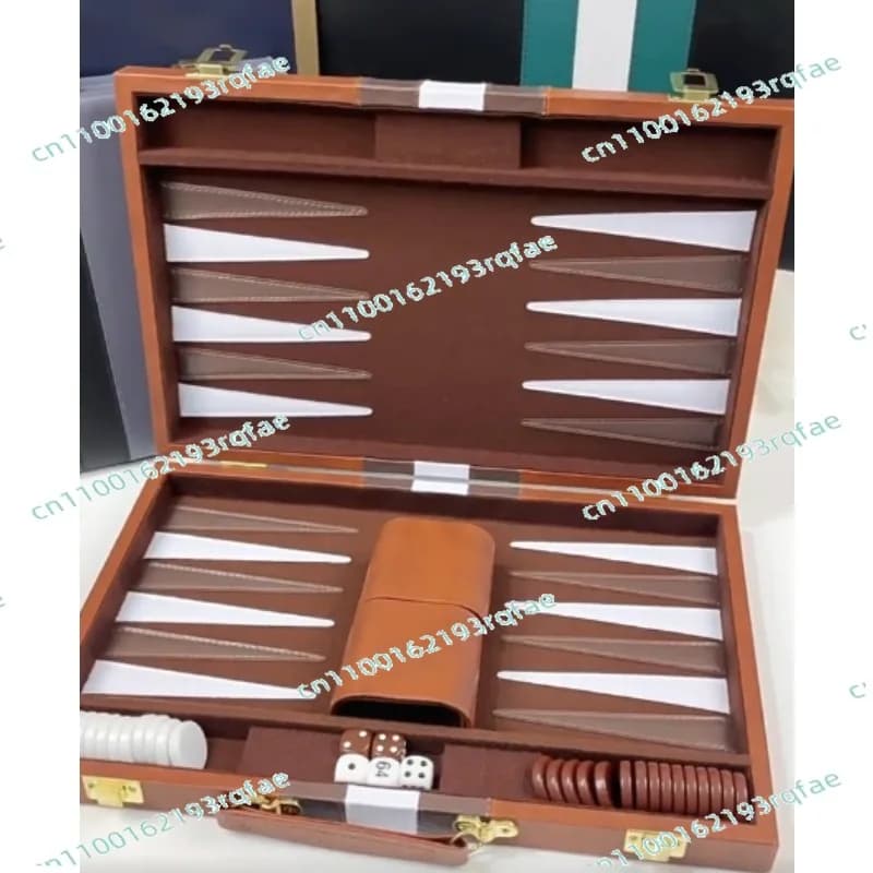 Travel Size Leather Backgammon Board Game Set 15 Inches