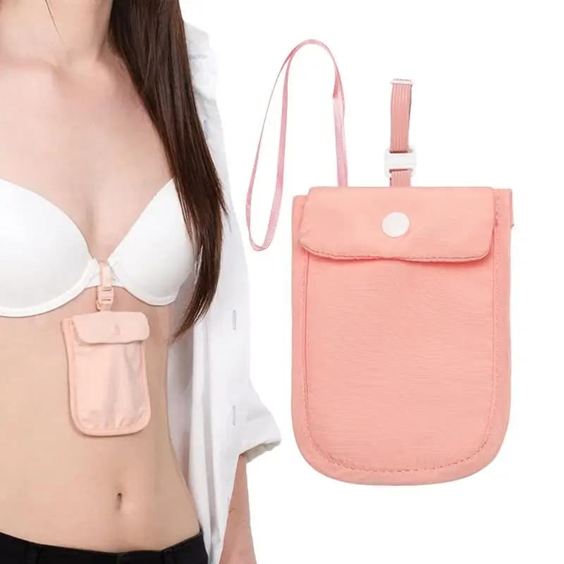 Portafoglio sottopelo per reggiseno sotto i vestiti Marsupio regolabile per soldi Tasca da viaggio segreta con patta Piccola borsa portaoggetti Accessori da esterno
