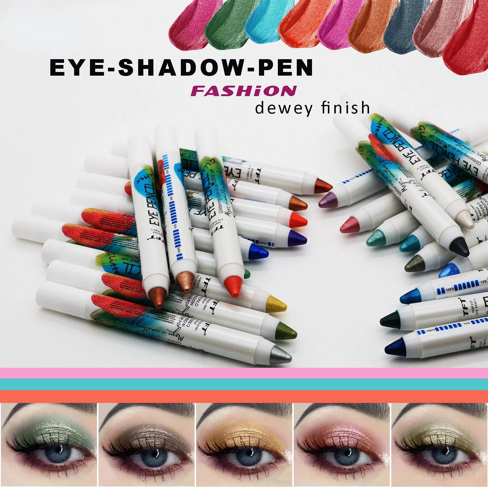 Penna per ombretto luccicante a 24 colori, duratura, impermeabile, non togliere, trucco, penna per eyeliner, evidenziatore, ombretto, matita, labbra, strumento per il trucco