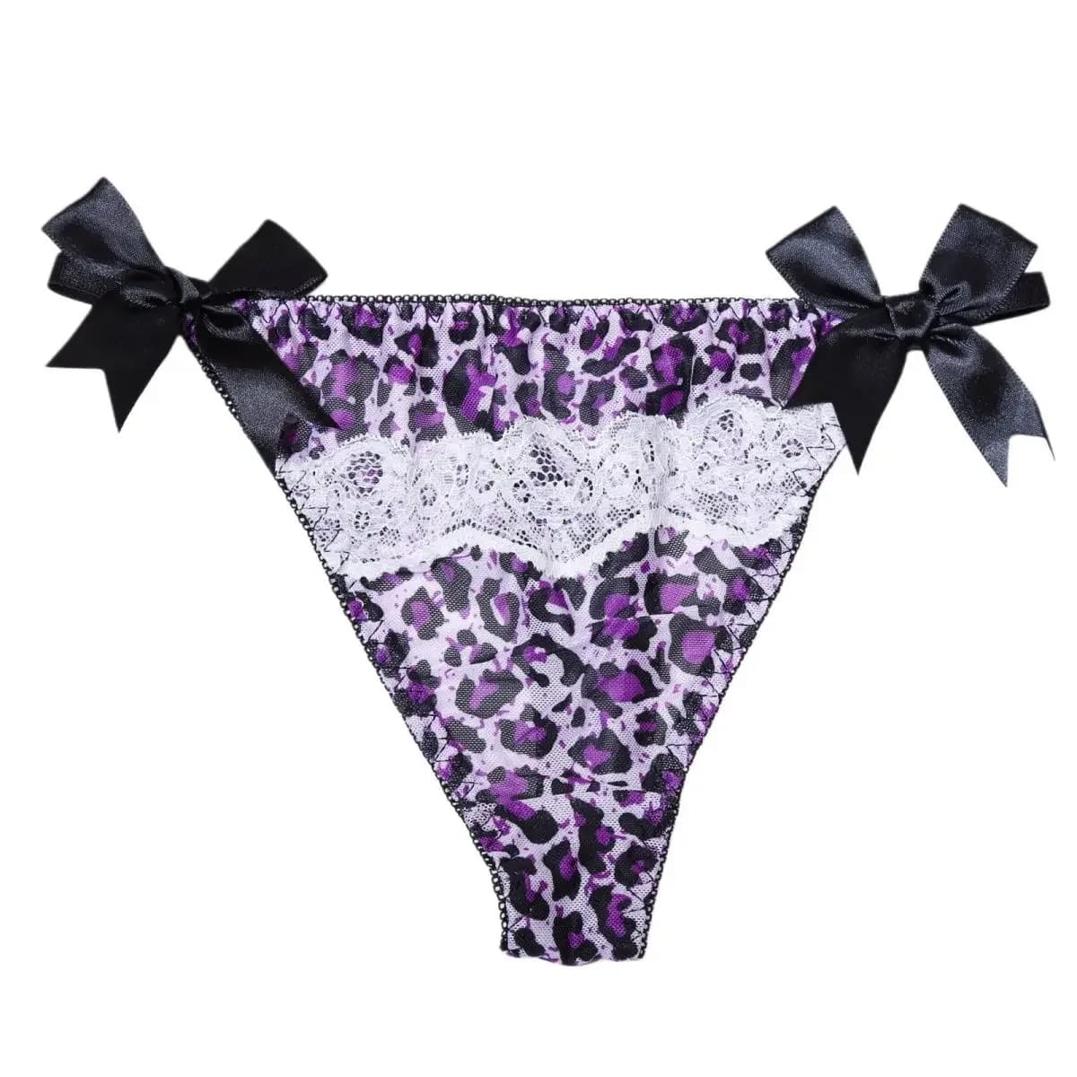 Women Sexy Cute Kawayii Low Waist T-briefs Leapord Bowtie Harajuku GF Dolls Gifts Live Show Private Party Costumes