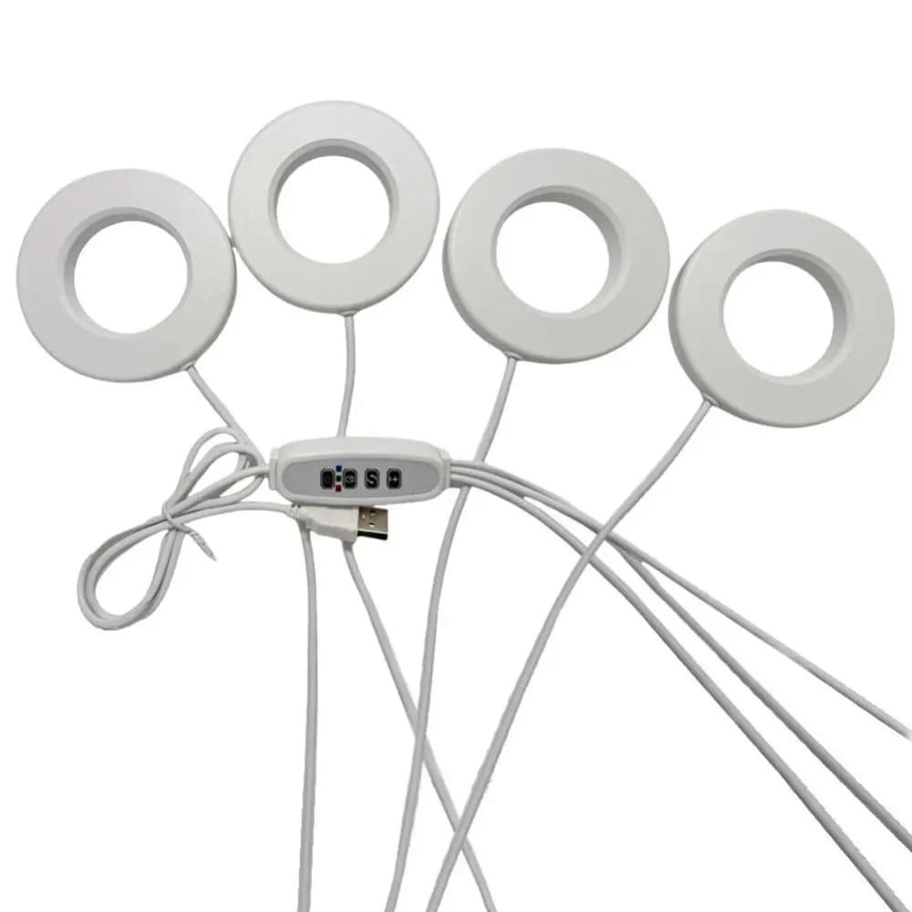 Lampada LED per Piante Sospesa con 10 Livelli di Dimmerazione, 1/2/3/4 Teste, Timer 3/9/12H, Lampada ad Anello per Piante Sotto Armadio, Spettro Completo