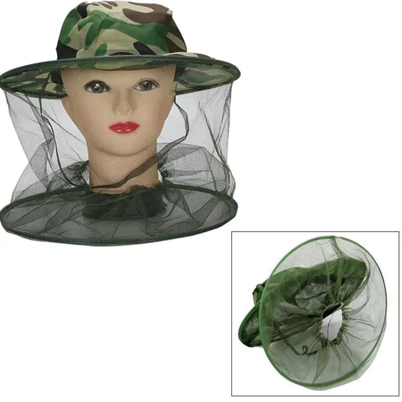 Cappello con Rete Anti-Zanzare per Esterni, Protezione Viso in Rete Mimetica per Pesca, Repellente per Insetti, Ideale per Apicoltura, Escursionismo e Campeggio
