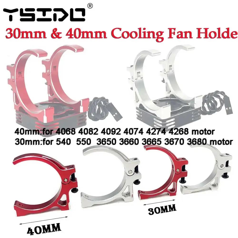 YSIDO Ventola di raffreddamento del motore RC 40mm 30mm Supporto in alluminio per 1/10 1/8 RC Car 540 550 3650 3660 4068 4082 4092 4074 4274 4268 Motore