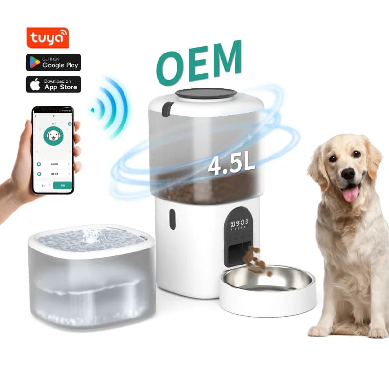 STLFNuovo 2 in 1 App di Controllo Intelligente Alimenti per Animali Domestici e Fontana di Acqua Ciotola Tuya Wifi Alimentatore Automatico per Animali Domestici per Gatti con TelecamereTimer