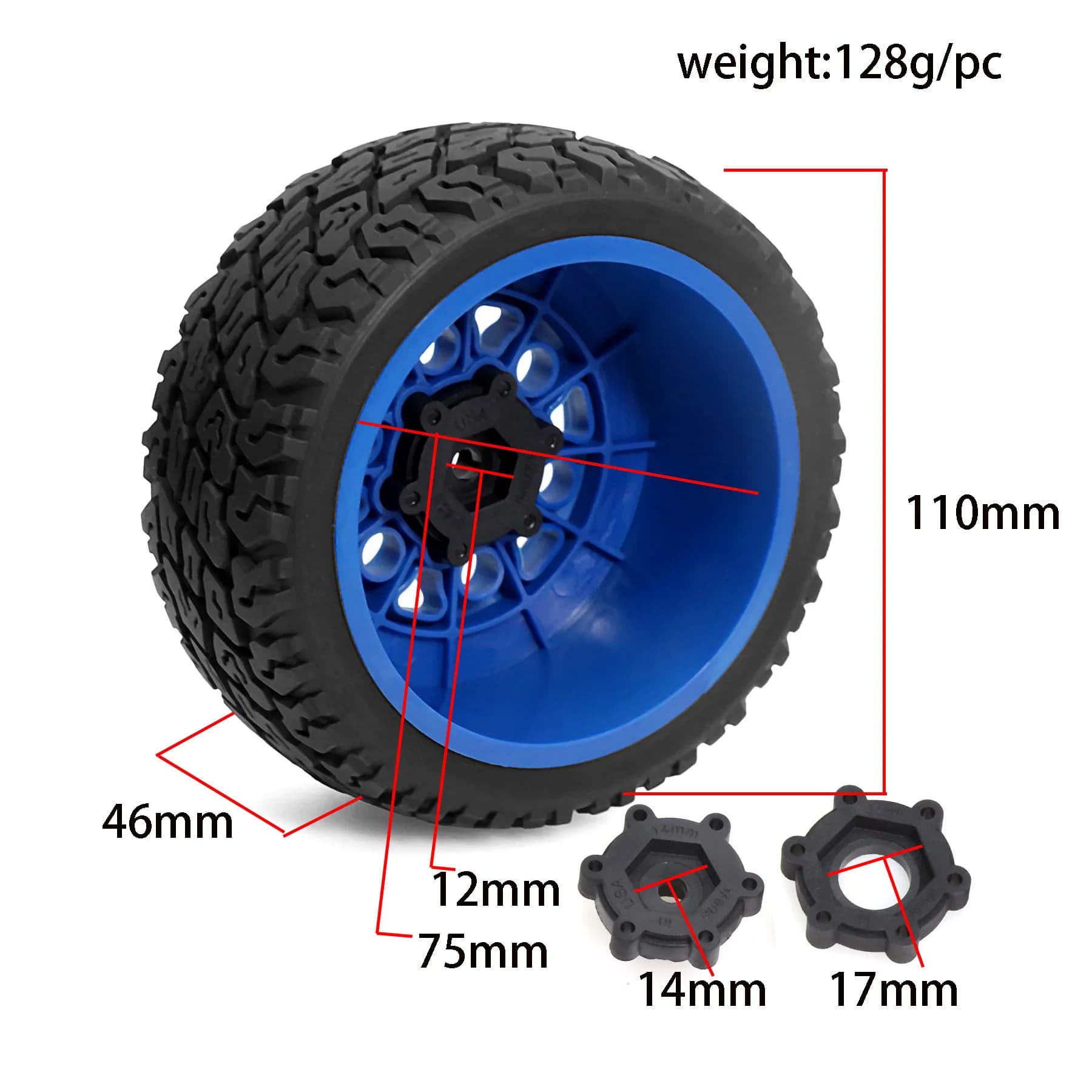 4 pezzi 110mm 1/10 pneumatici per camion corti pneumatici 12mm 14mm 17mm ruota esagonale per Slash Flying God V4 Baja Huanqi Losi Raimon RC Car
