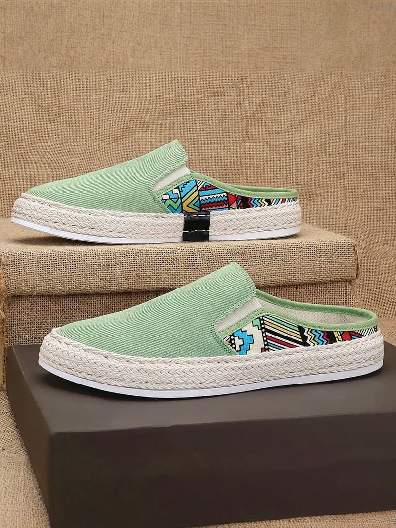 Beijing Men's Canvas Shoes Summer Casual Anti-slip Trendy All-match Slip-on Flat Heel Breathable round Toe PVC Outsole