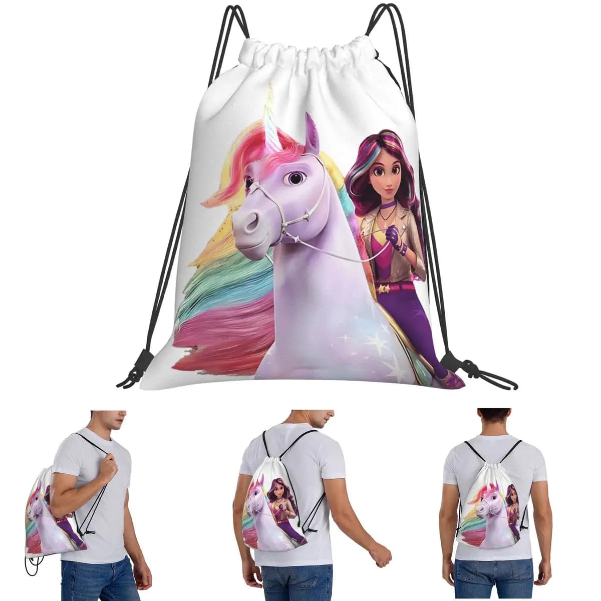 Zaini Unicorn Academy Sophia Wildstar Borsa portaoggetti tascabile con coulisse portatile casual Borse per libri per la scuola di viaggio