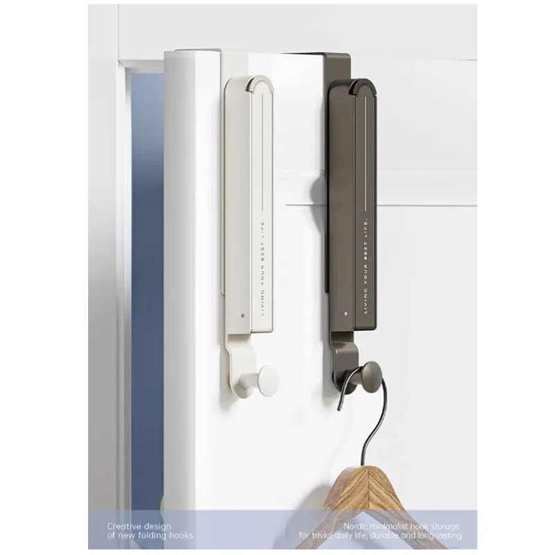 Foldable Clothes Drying Rack Extendable Punch-free Over Door Hanger Travel Portable Space Saving Metal Wall Shelf Home Organizer