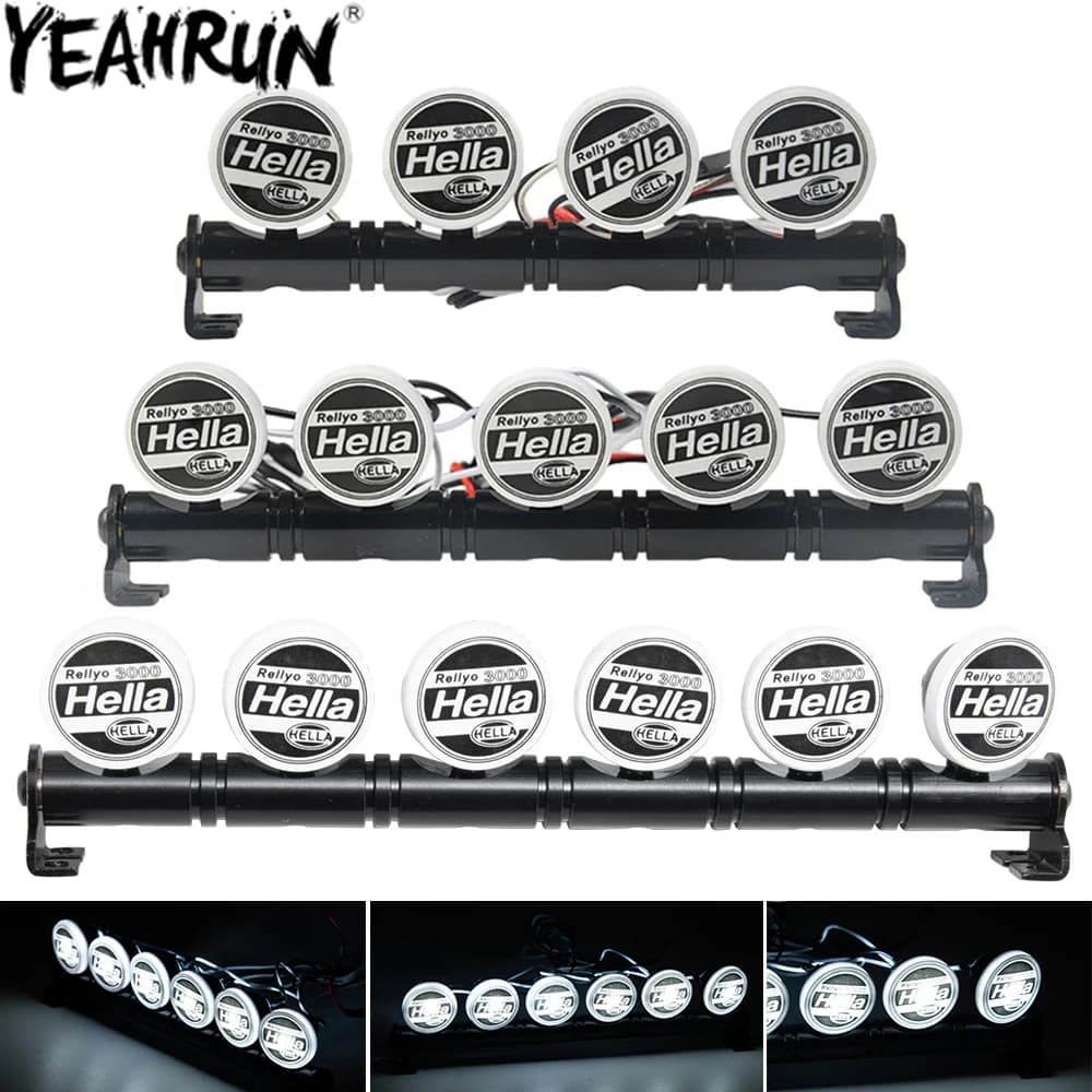 YEAHRUN RC Lampada da tetto per auto Striscia luminosa a LED con staffa 4.8-6V per 1/10 TRX4 TRX6 D90 Axial SCX10 90046 Wraith Parti