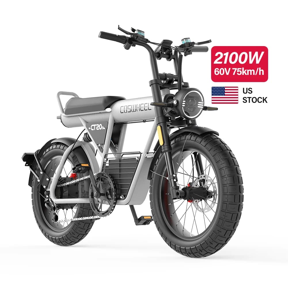 Pneumatici larghi da 20 pollici Motore 2100W Bici elettrica 60V 27,5Ah con batteria rimovibile per bicicletta elettrica a 2 ruote per adulti COSWHEEL CT20S