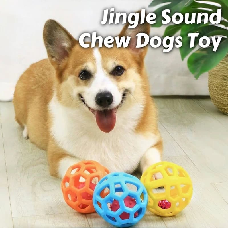 Jingle Sound Chew Rhombus Ball - Puppy Teething & Cat Self-Play Solution, Small To Large Breeds Interaction Dog Toy with Bell