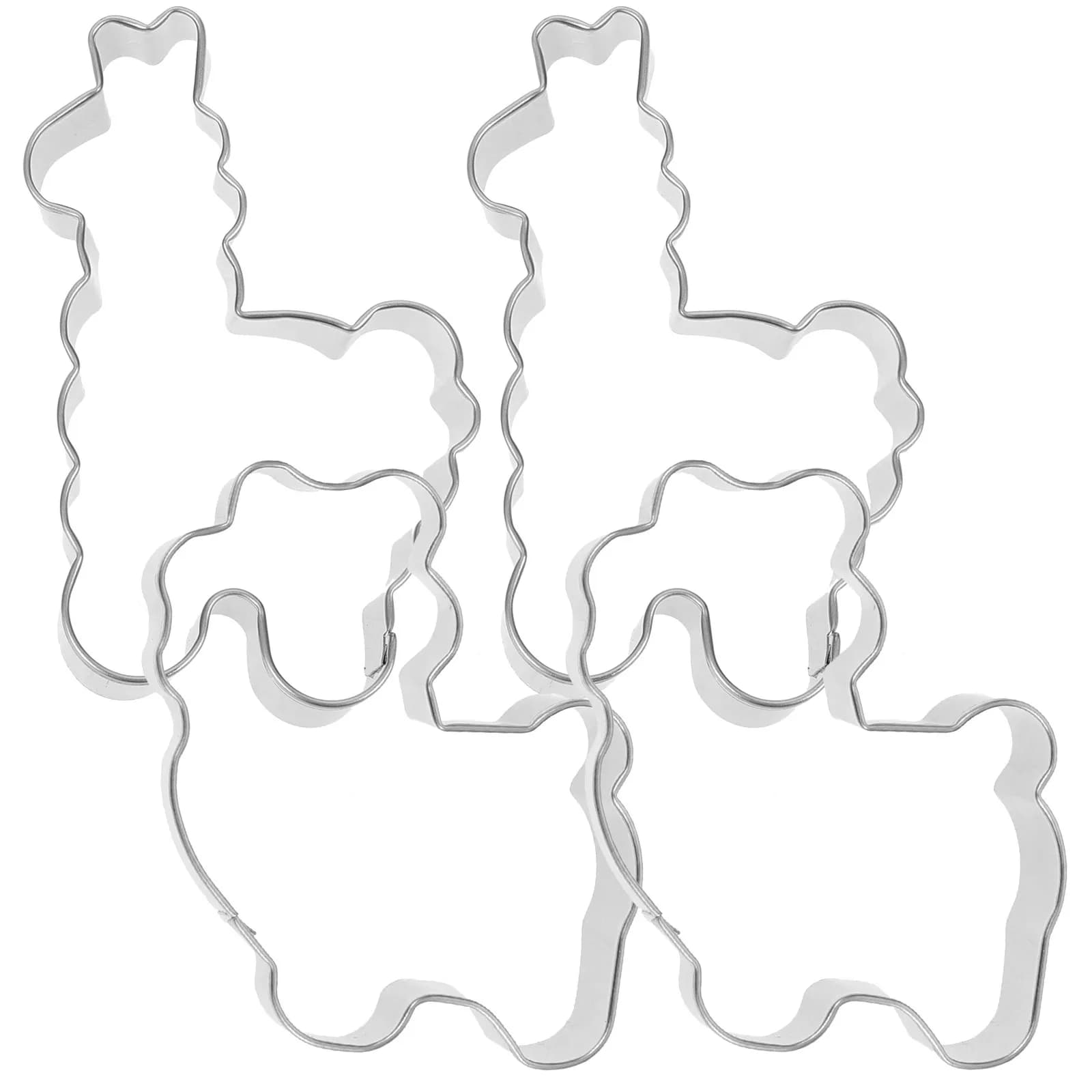 4Pcs Stainless Steel Alpaca Cookie Cutter Baking Tool for Cookies Biscuits Fruits Vegetables Decoration Cake DIY Cooking Set