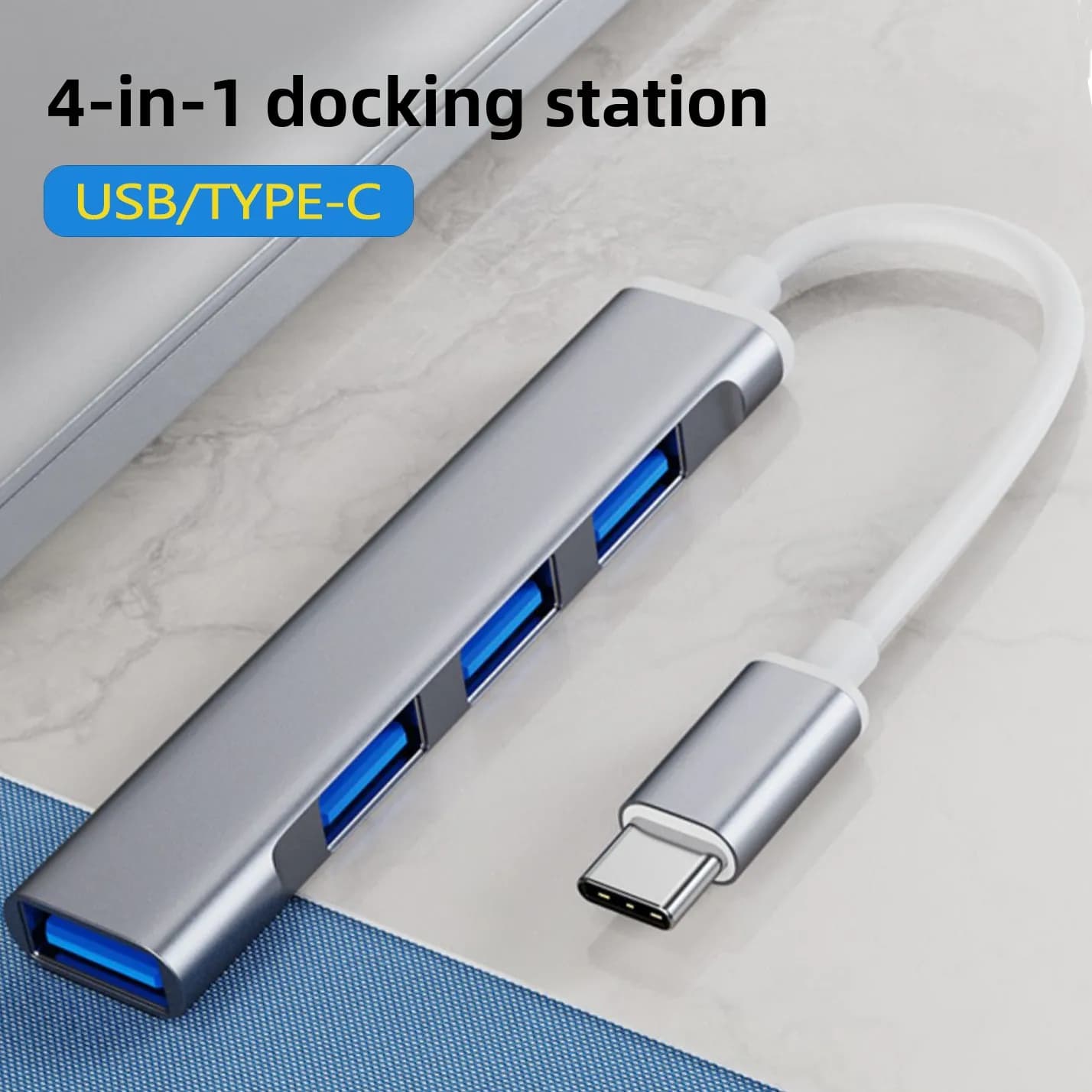 Type-C To USB 3.0 4-in-1 Docking Station, Compact Multi-Function Expander for PC & Notebook Tool