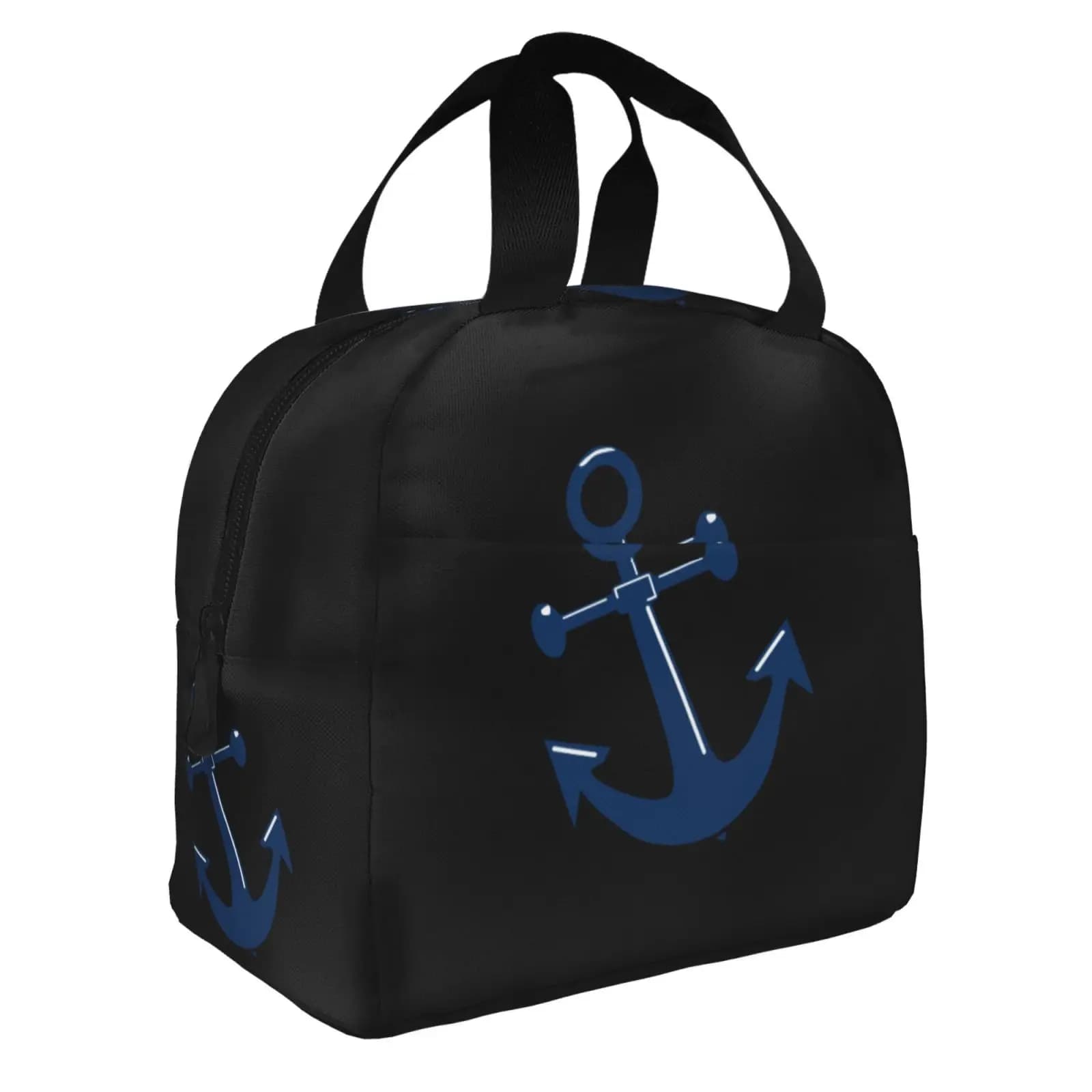 Borsa per il pranzo isolata con motivo di ancoraggio per barca blu The Nightmare Before Christmas Borsa termica portatile per contenitore per il pranzo