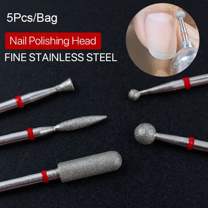 Set di 5 Punte Diamantate per Trapano per Unghie, Fresa per Manicure, Utensili Rotanti Elettrici per Cuticole, Accessori 2028