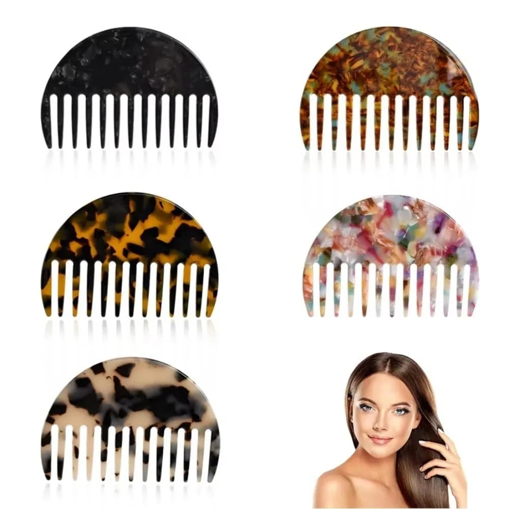 New Colorful Hair Straightening Comb Acetate Half-Round Grooming Comb Compact Anti Static Massage Hair Brushes for Unisex