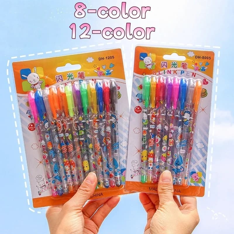Sparkling Glitter Gel Pen Set for Kids Assorted Colors with Shimmer Ideal for DIY Scrapbooking Highlighting School Stationery