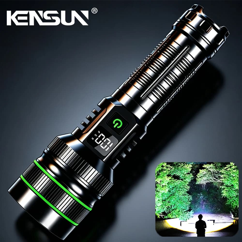 Most Powerful Long Shot LED Flashlight Zoomable Camping Torch Built-in 26650 Battery High Power Tactical Lantern for Outdoors