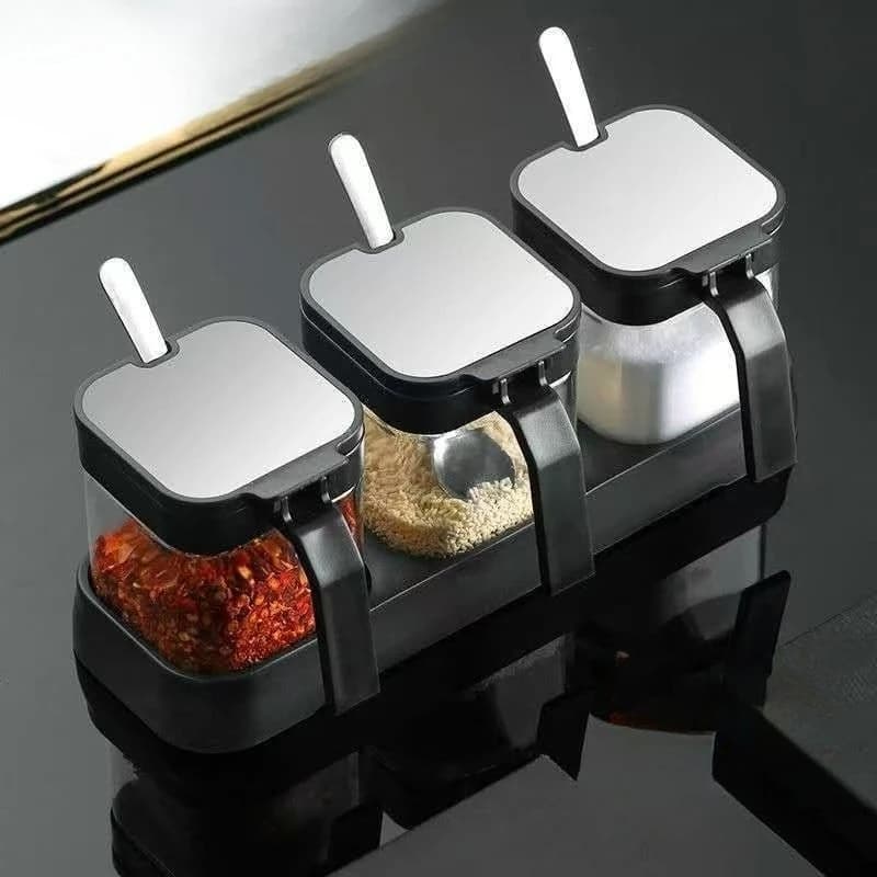Seasoning Box Combination Spice Jar Glass Salt Shaker Household Kitchen Storage Box Grains Tank Oil Pepper Bottle Gadget Set