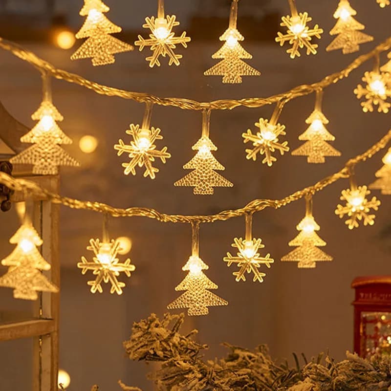 1.5m/3m/6m/10m natale piccolo ornamento albero Snow Elk Star Decor luce luminosa stringa di luce a LED per decorazioni natalizie per la casa