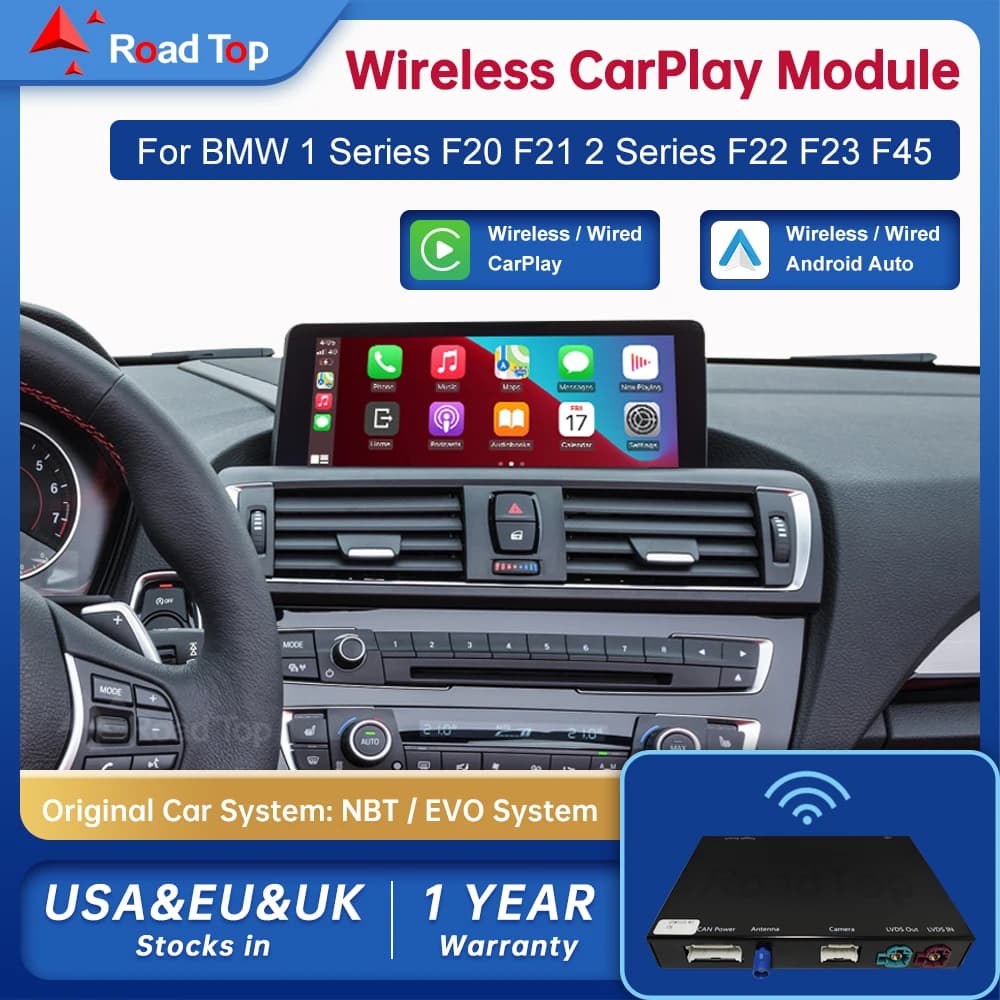Wireless Android Auto Per BMW Auto 1 2 Serie F20 F21 F22 F23 F45 CIC NBT EVO 2011-2020 Carplay Interfaccia Specchio di Collegamento Air Play