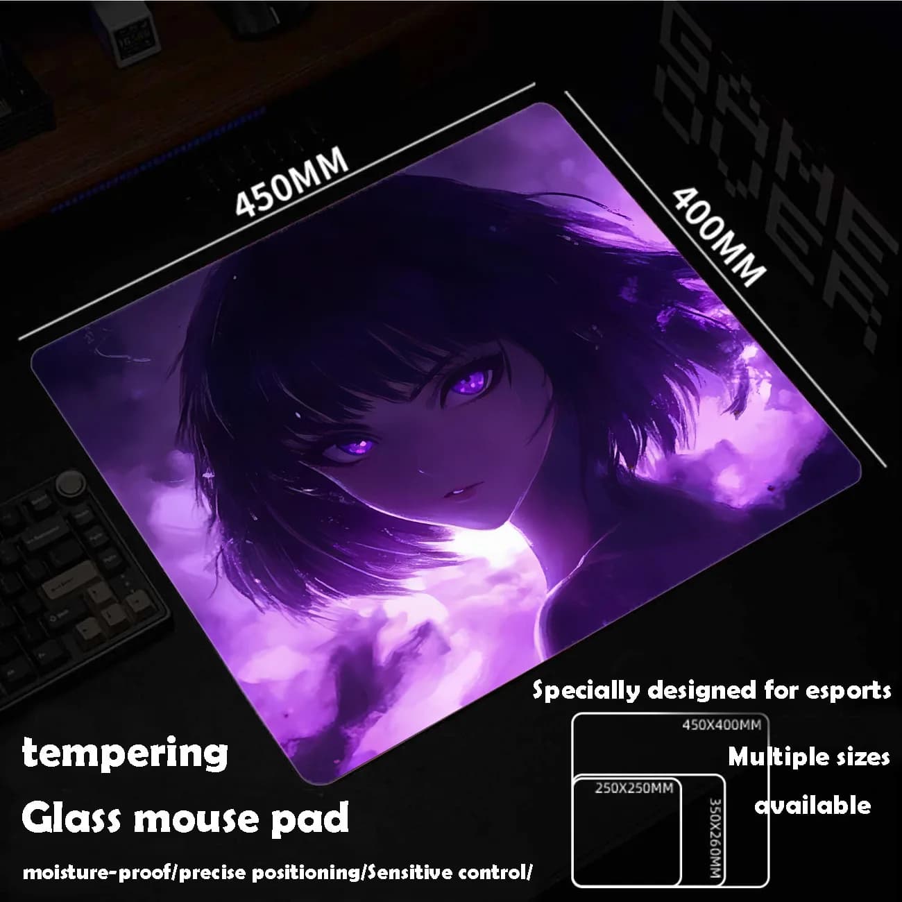 Tappetino per Mouse in Vetro Cool Girl Sora, Personalizzabile, Liscio e Resistente, per Gaming FPS, Esports e Ufficio