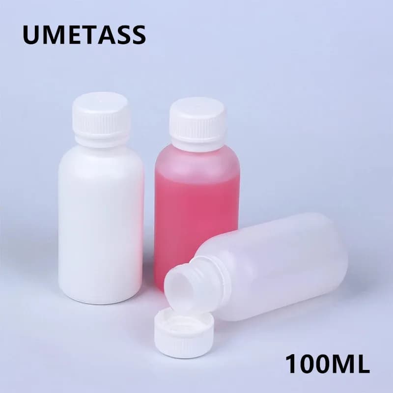 Bottiglie riutilizzabili 10PCS della bocca stretta del contenitore dell'hdpe del commestibile del reagente liquido bottiglia rotonda di plastica 100ML con il coperchio per il reagente liquido