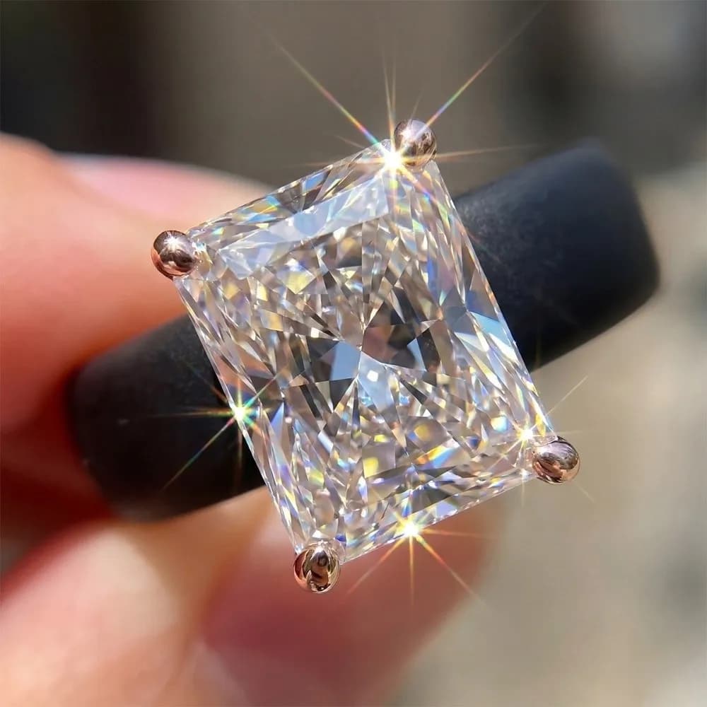 Elegante Anello Geometrico da Donna, Anello Nuziale con Grande Zircone e Strass, Anelli di Lusso in Cristallo per Coppie