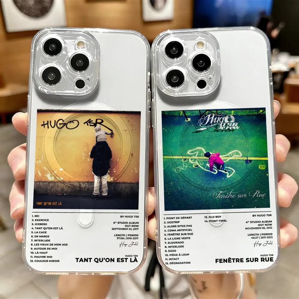 Cover magnetica trasparente Rapper H-Hugo TSR per iPhone 17-12 Pro Max Plus, custodia sottile trasparente per ricarica