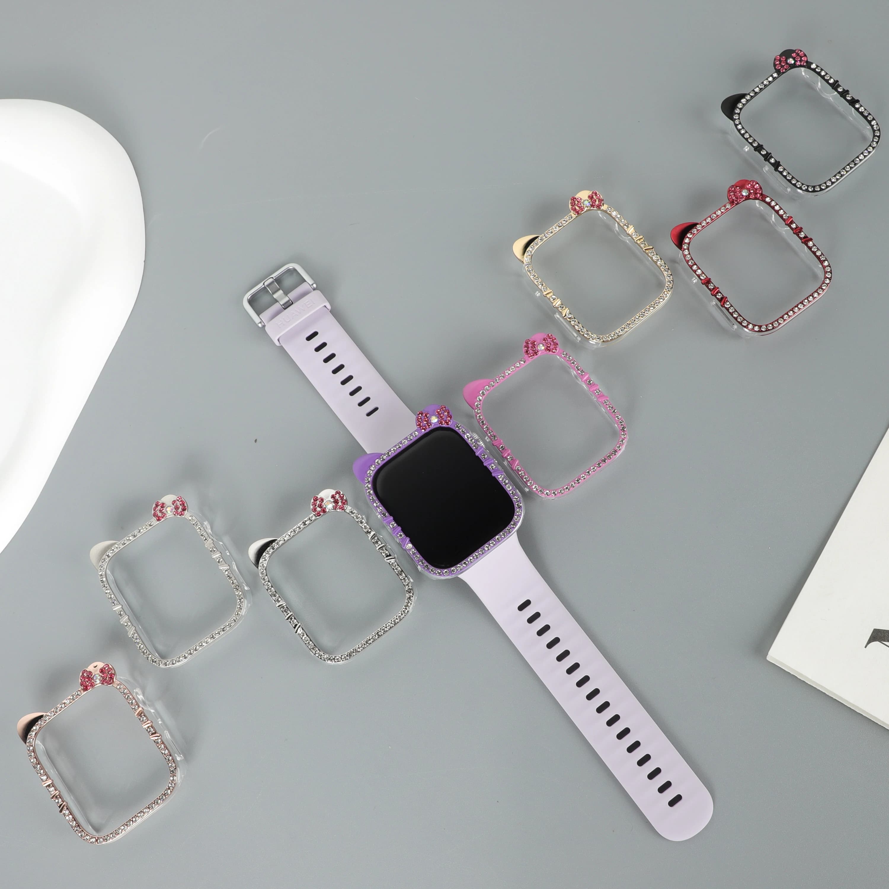 Cover Protettiva per Huawei Watch Fit 5, Accessori di Ricambio, Cornice Rigida in PC con Diamanti Luccicanti
