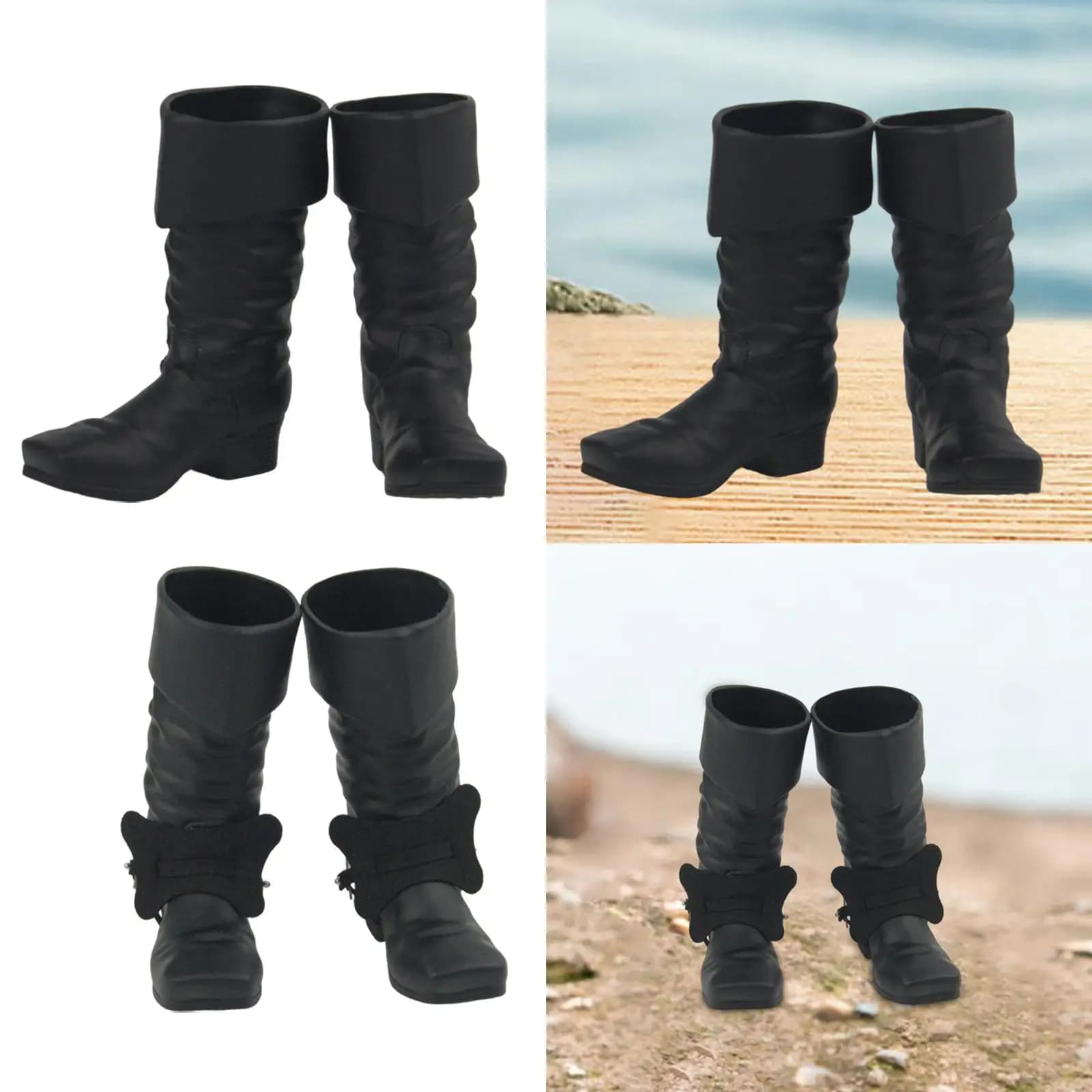 Foot Extension 1/6 Figurine Vintage Style Plastic Boots for 12 Inch Male Action Figure and Men’s Clothing for Dolls