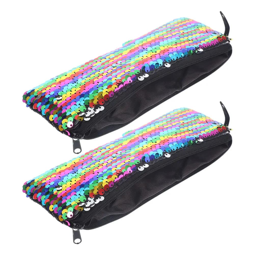 2 pieces of makeup bags with sequins, small travel bags, portable organizers for lipsticks, toiletries, headphones, woman's