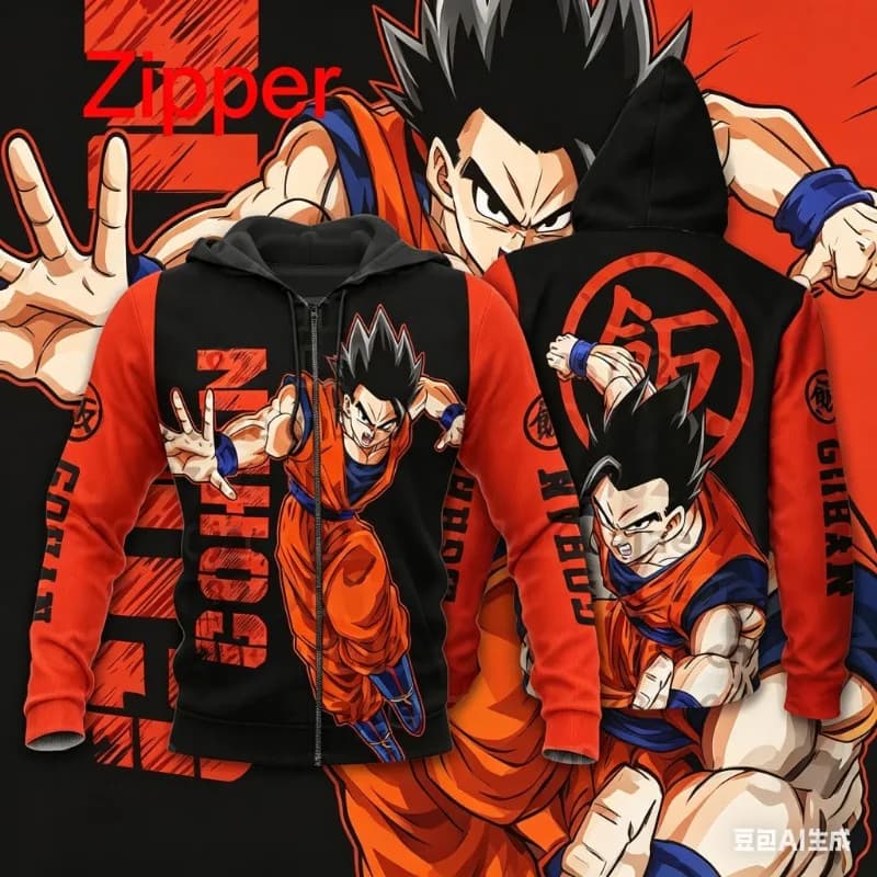 Felpa con Cappuccio Dragon Ball Gohan per Uomo, Stile Giapponese Anime, Nuova Moda 2026, Giacca per Bambini