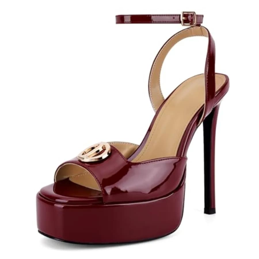 Sandali con Tacco a Spillo per Donna, Punta Quadrata Aperta, Cinturino alla Caviglia con Fibbia Metallica, Sexy ed Eleganti per Feste e Matrimoni