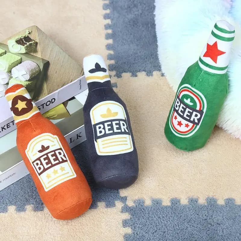 Pet Toy Beer Bottle Coca-Cola Plush Sound Paper Dog Toy Durable Teeth Grinding Dog Supplies Backpack Travel Bag