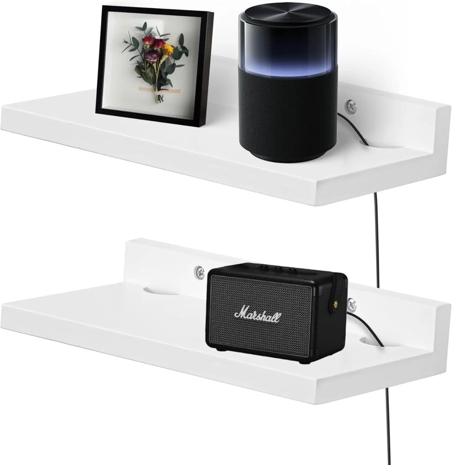 Small Floating Shelf from Parete, 9x5 Inches, with Cable Hole, for Cameras and Webcams