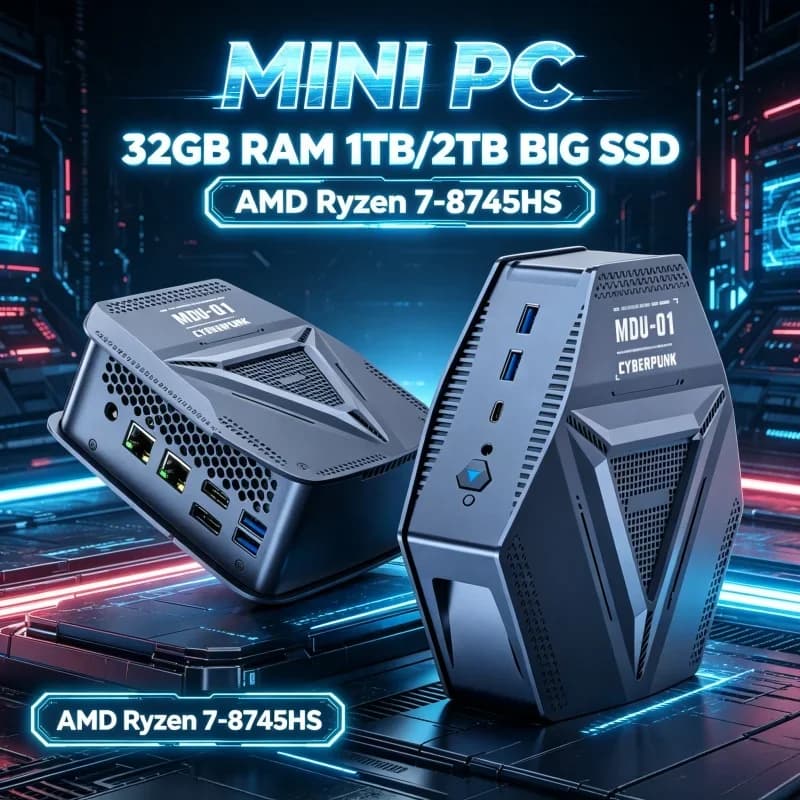 Large Storage Expand Barebone NAS Workstation Ryzen7 8745HS Dual Channel DDR5 Dual NVMe SSD Dual 2.5G LAN DP Type-C