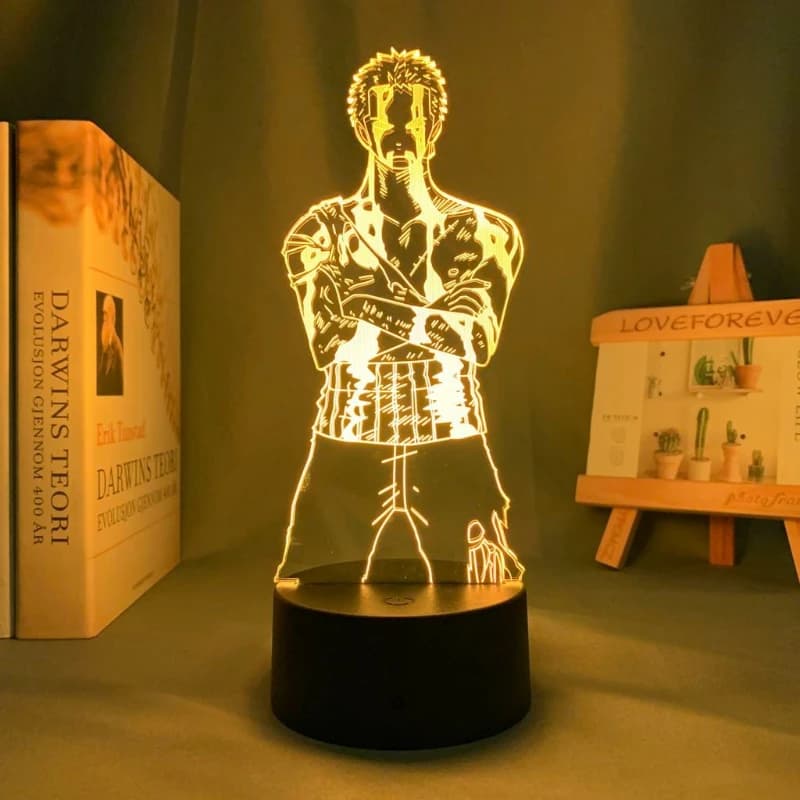 Luce Notturna Decorativa 2D One Piece Roronoa Zoro, Stand Luminoso in Acrilico, Regalo Creativo per Camera da Letto