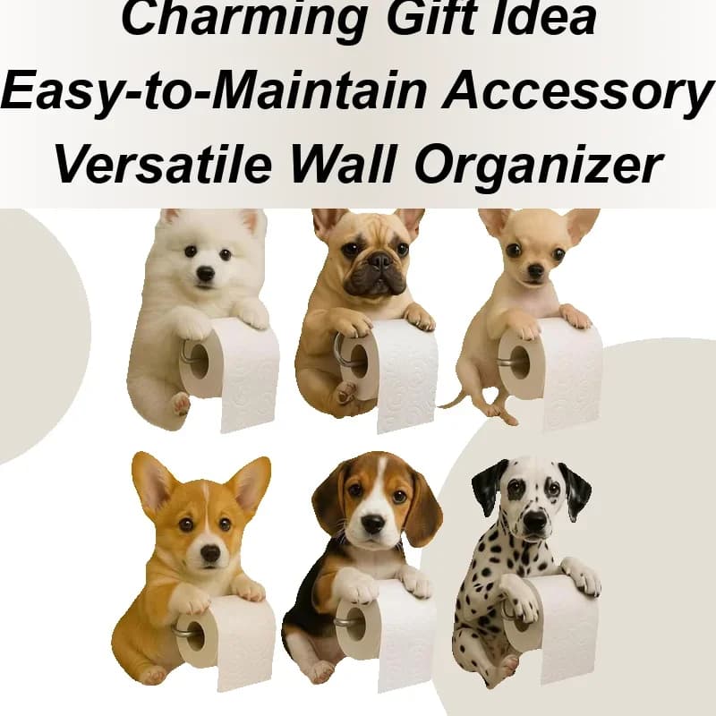 Fun Cute Dog Wall-Mounted Toilet Paper Holder High quality Durable Bathroom Resin & Kitchen Tissue Roll Organizer Decoration
