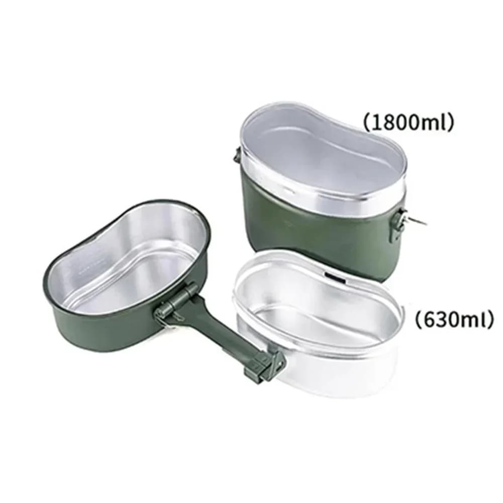 Set di 3 contenitori per il pranzo in alluminio da 630 ml, design tedesco, portatili, per cucinare all'aperto, per campeggio, escursionismo, conservazione degli alimenti e riscaldamento diretto.