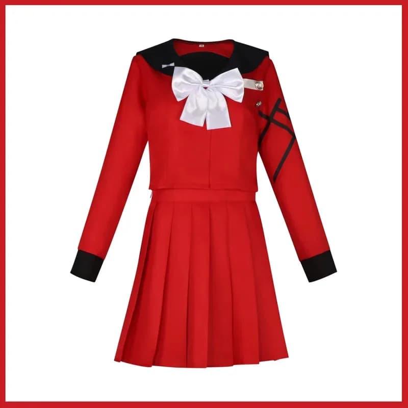 Anime The Hundred Line Last Defense Academy Tsukumo Kako Cosplay Costume Wig Red School Uniform Skirt Woman Kawaii Campus Suits;