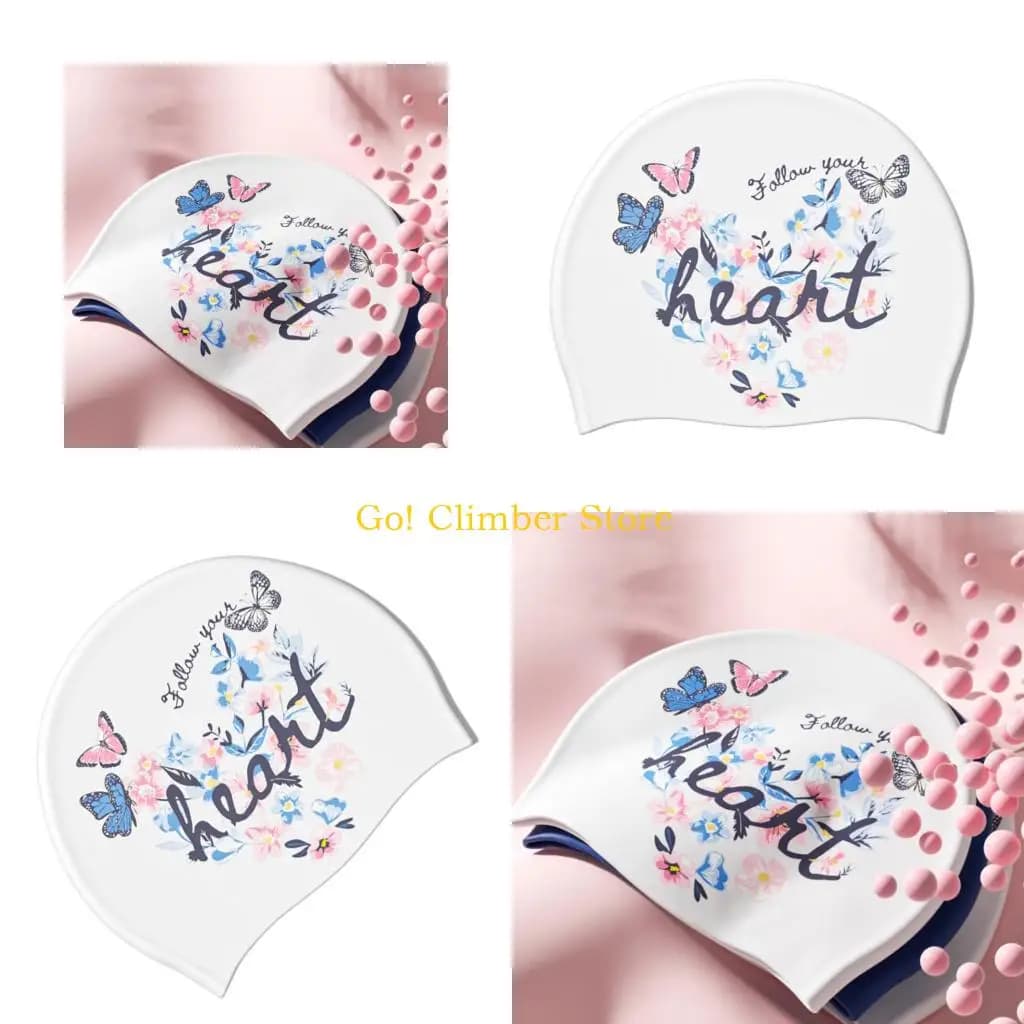 Q84C Long Hair Swim Cap Headwear with Side Cover for Pool and Beach Routines
