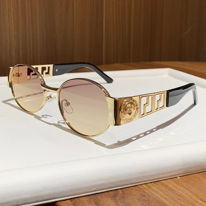 Occhiali da Sole Ovali in Metallo Stile Vintage, Unisex, Alla Moda, Perfetti per le Foto, Occhiali da Sole da Donna, Gafas De Sol Mujer
