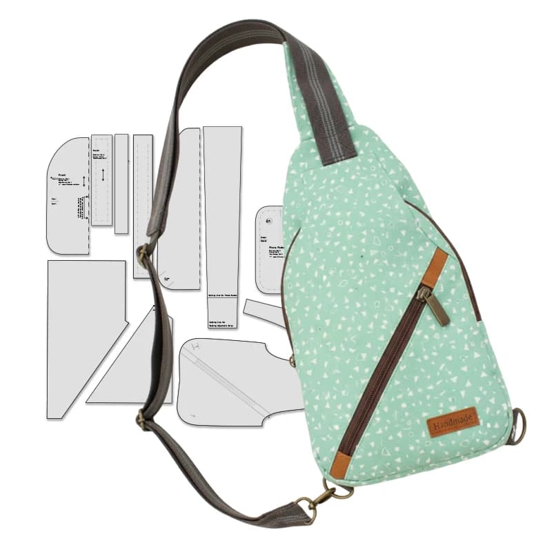 Borsa a tracolla con tasca per telefono sulla cinghia Modelli di cucito, modelli di cucito per borsa a tracolla in scala 1:1, modelli di prototipi di borse a tracolla eleganti