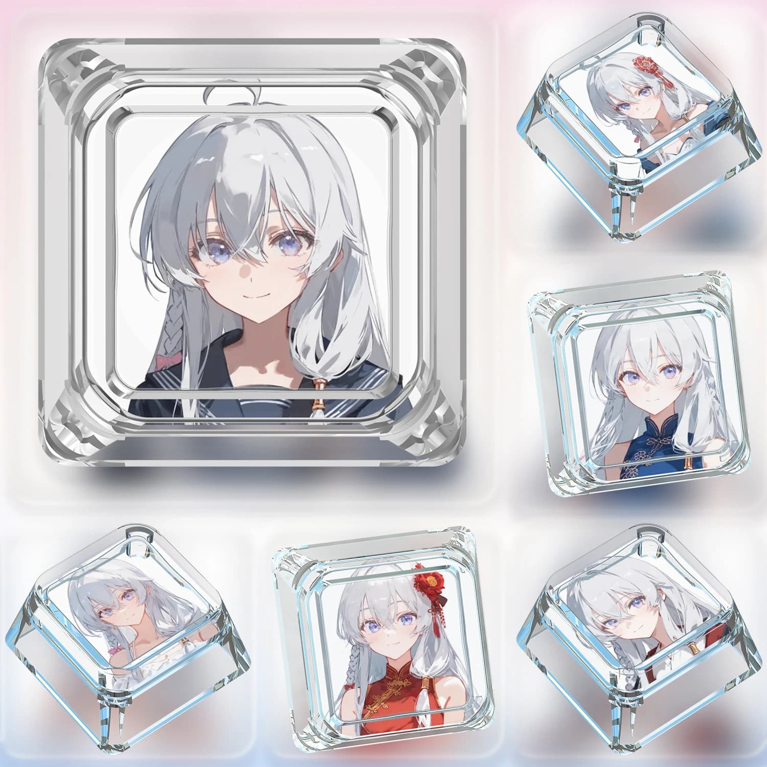 New cartoon Elaina cute mechanical keyboard Keycap Elaina Transversal axis mechanical keyboard Transmission of transparent light Keycap