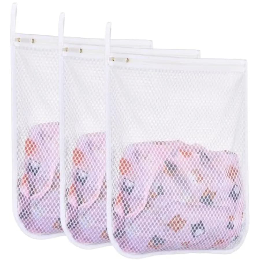 3 pcs Durable Honeycomb Mesh Laundry Bags for Delicates 12" x 15