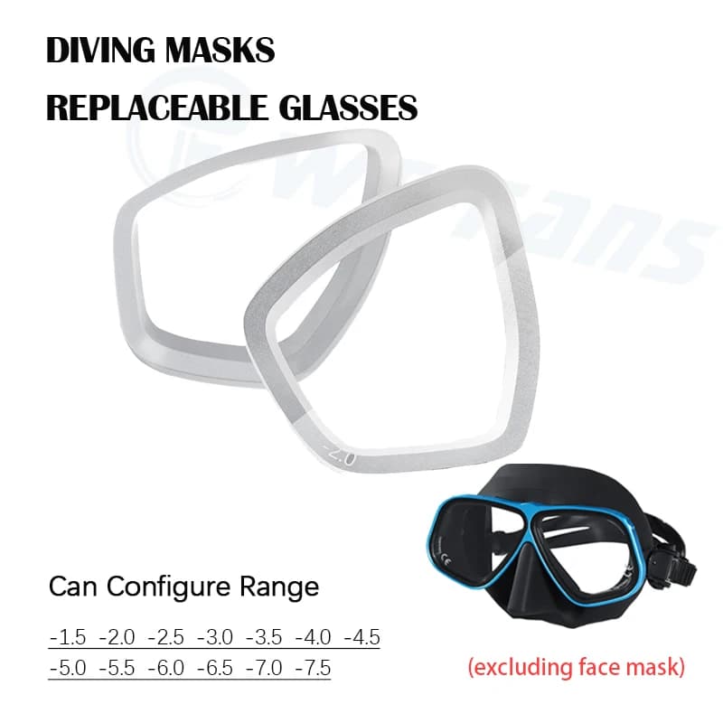 Maschera da Immersione Apollo con Montatura in Lega Simile, Lenti Dioptriche, Occhiali per Immersione Subacquea e Snorkeling, Occhiali per Immersione con Tubo Boccaglio, Compatibile con Occhi Destro e Sinistro