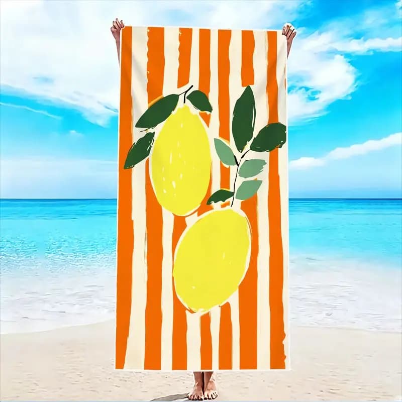 1 pezzo, telo mare con stampa limoni, dimensioni extra large, materiale in fibra di poliestere ad asciugatura rapida, design resistente alla sabbia, adatto per spiaggia, piscina e viaggi, regalo estivo, stile tropicale.