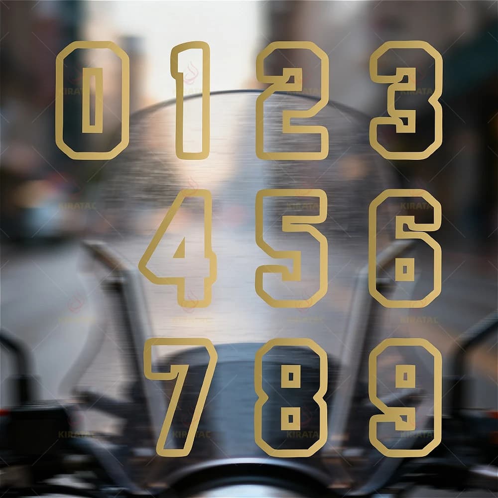 1PC Gold Number of Cars 0-9 Car Wall decal for Auto Window Front Toothbrush Door Motorcycle Carenatura Parafango Helmet Tank Carburettor Bicycle Decalcomanie Vinyl