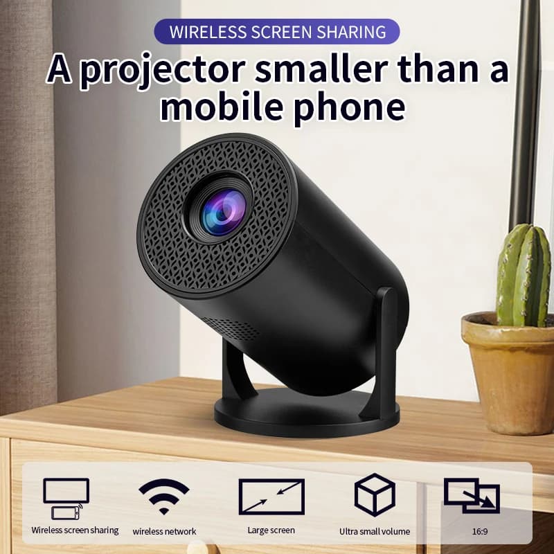 Proiettore Portatile Smart 4K da 500 Lumen con Doppio WiFi, Adatto per Proiezione Wireless di Schermi di Telefoni Cellulari 4K in Interni